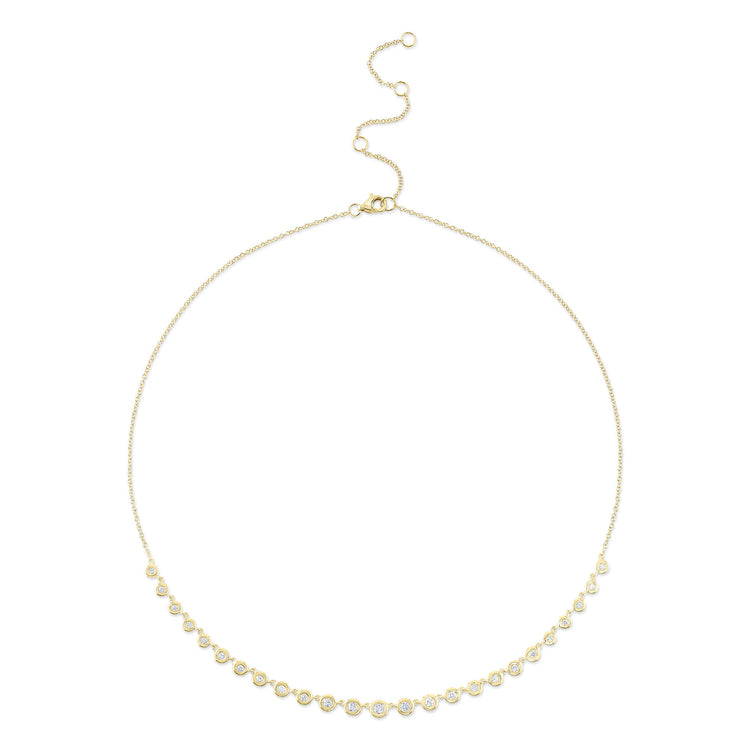 14ky .60ctw Graduated Bezel Section Necklace