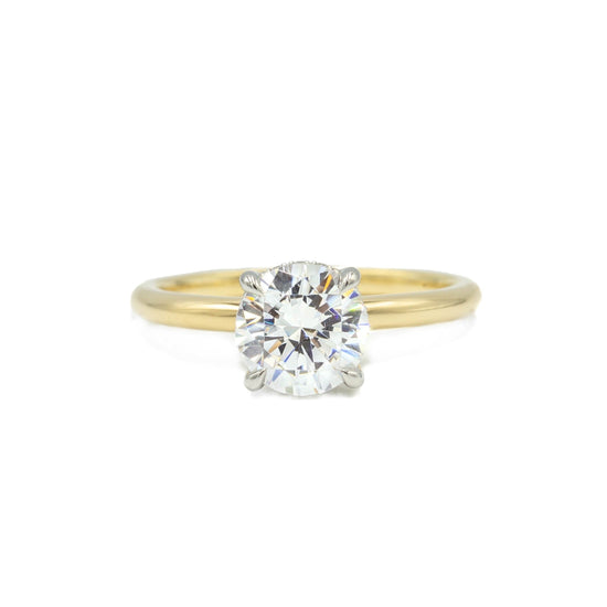 14k Yellow Gold 4-Prong Solitaire with Platinum Hidden Halo