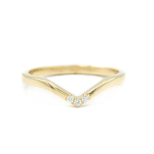 14ky .06ctw Accented Contour Band in 14k Yellow Gold