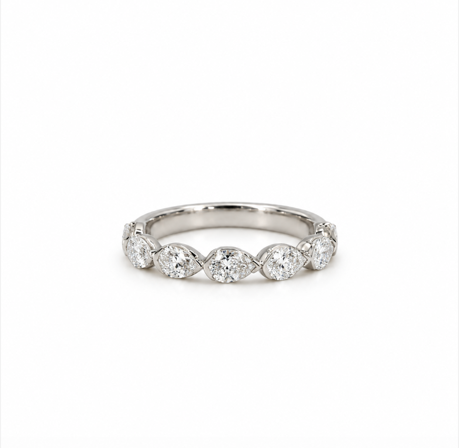 14kw 1.15ctw East-West Pear Lab Diamond Band
