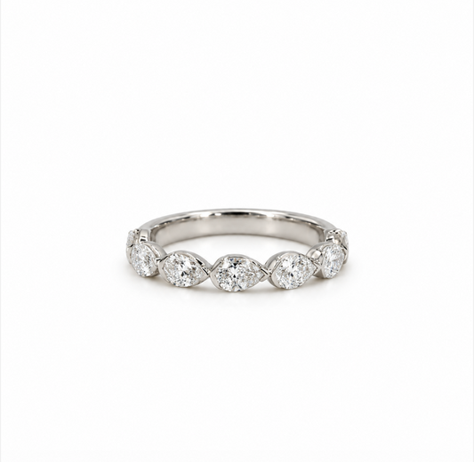 14kw 1.15ctw East-West Pear Lab Diamond Band