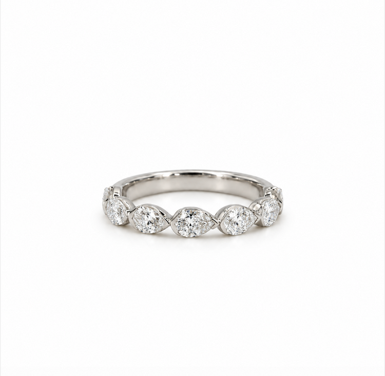 14kw 1.15ctw East-West Pear Lab Diamond Band