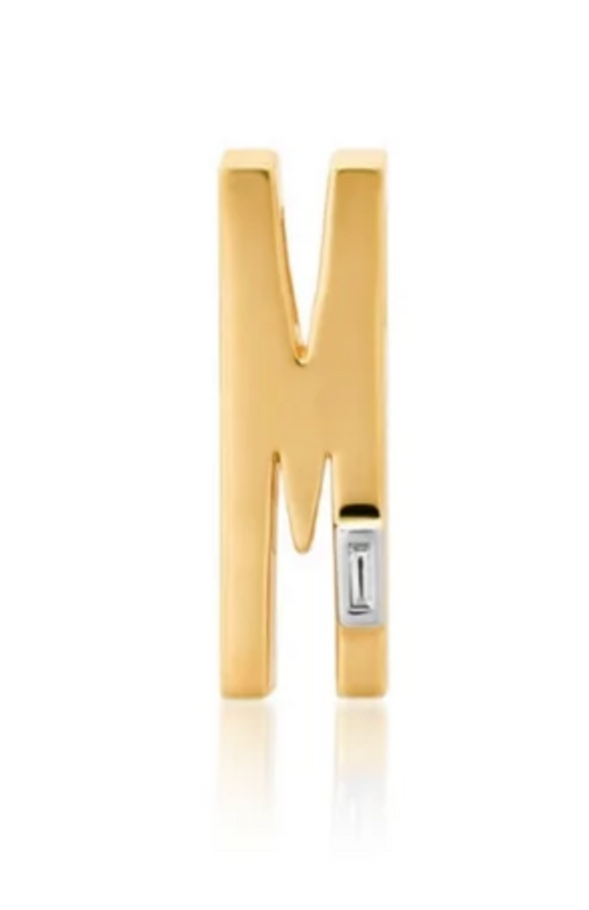 Slide-On Ribbed with Baguette Initial - M