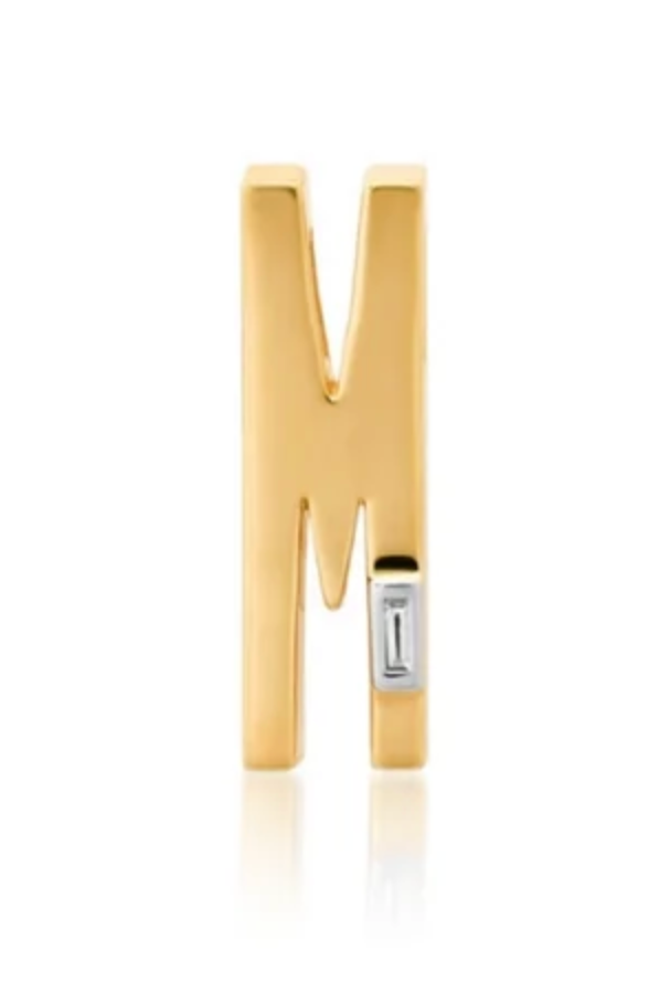 Slide-On Ribbed with Baguette Initial - M