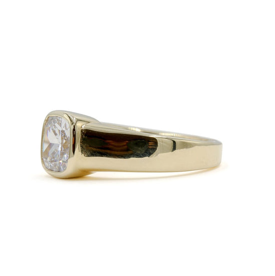 14ky Wide Cushion Bezel Diamond Ring