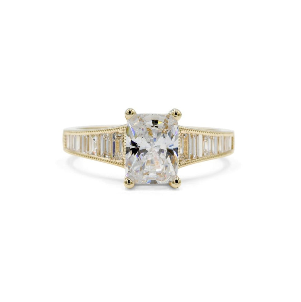 14ky Emerald-Cut Graduated Baguette Diamond Ring