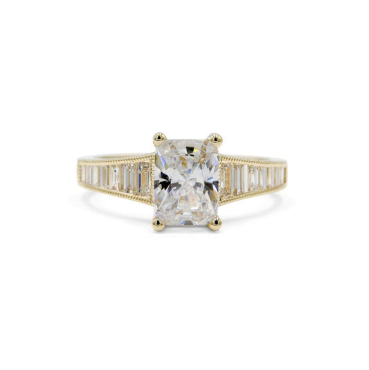14ky Emerald-Cut Graduated Baguette Diamond Ring