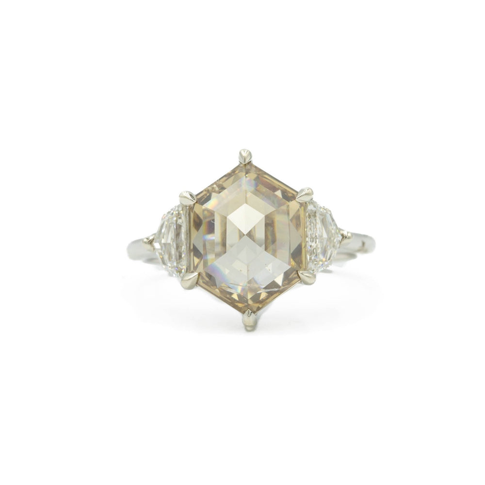 4.16ct Hex-Shaped Champagne Diamond Ring