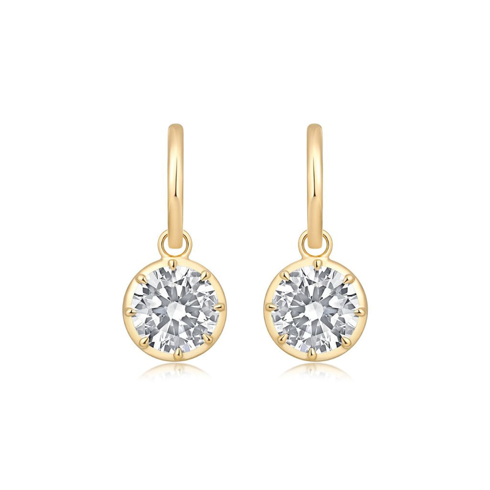 14ky 2ctw 8-Prong Lab Diamond Dangle Earrings