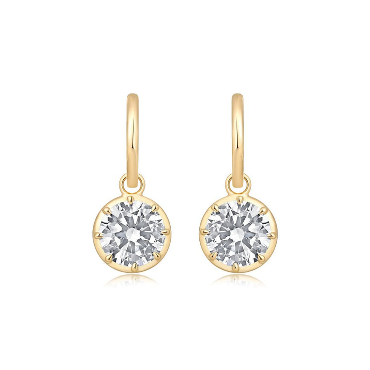 14ky 2ctw 8-Prong Lab Diamond Dangle Earrings