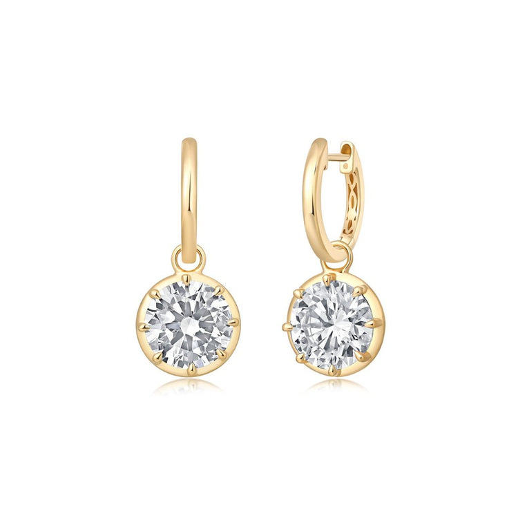14ky 2ctw 8-Prong Lab Diamond Dangle Earrings