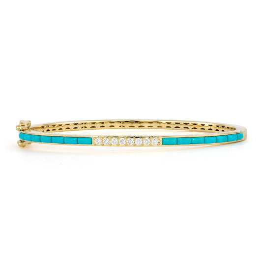 Classic Turquoise & Diamond Baguette Bangle