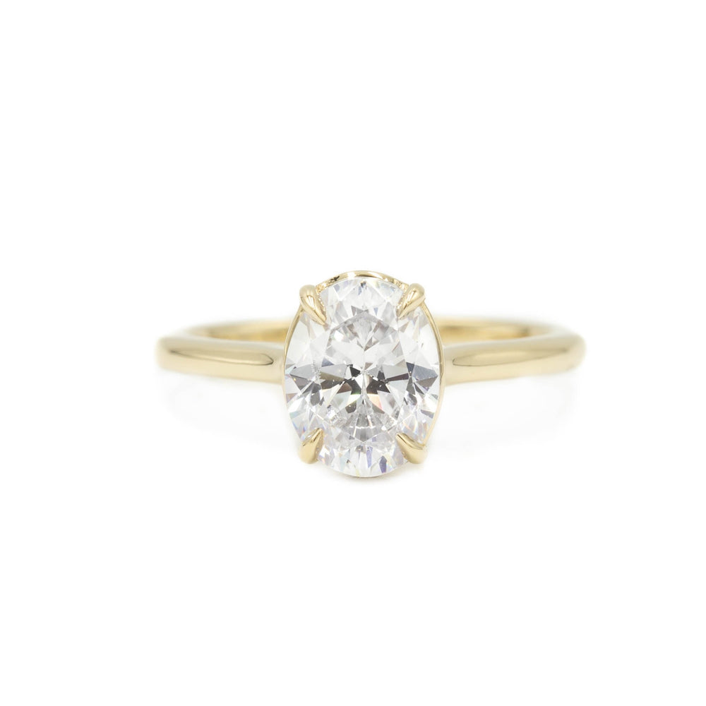 14ky Oval-Cut Cathedral Diamond Ring