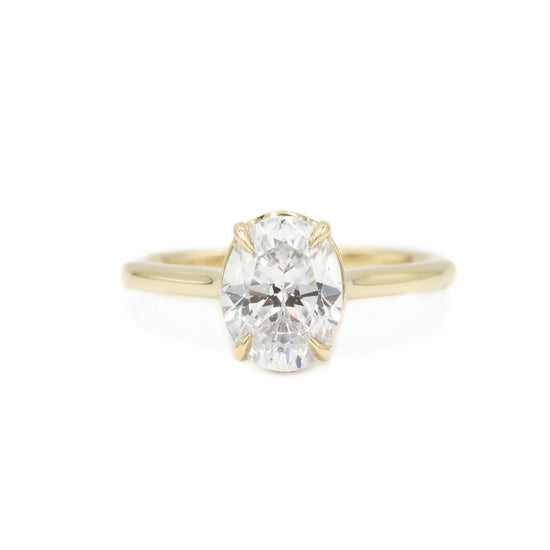 14ky Oval-Cut Cathedral Diamond Ring