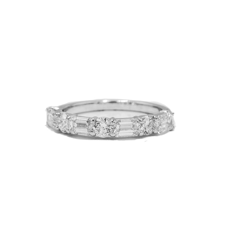 14kw 1.53ctw Round & Emerald-Cut Lab-Grown Diamond Band