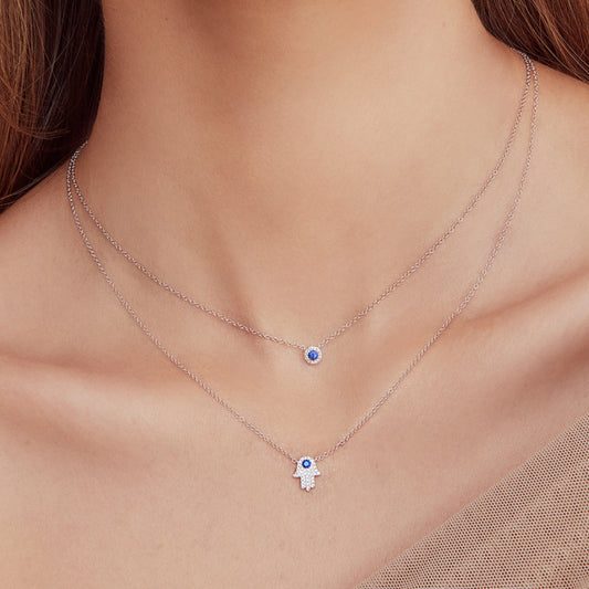 14kw Diamond Hamsa Necklace
