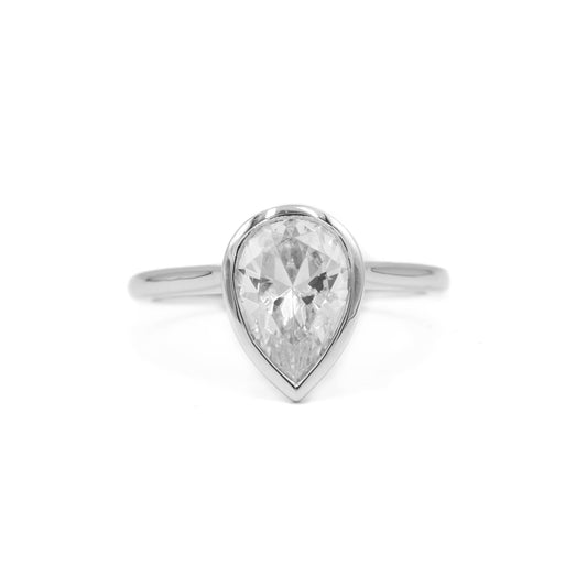 Platinum Pear-Shaped Diamond Bezel Ring