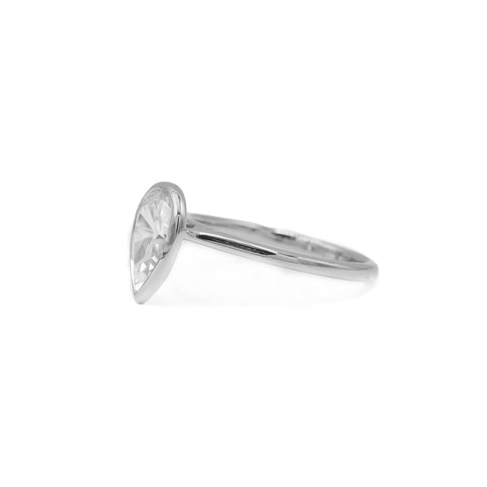Platinum Pear-Shaped Diamond Bezel Ring