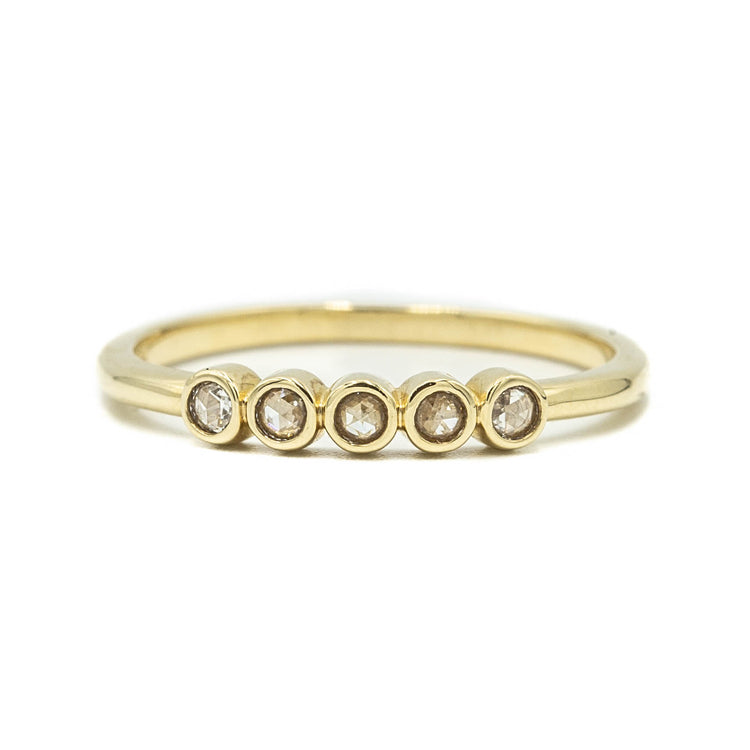 14ky .20ctw 5-Stone Round Bezel Band in 14k Yellow Gold