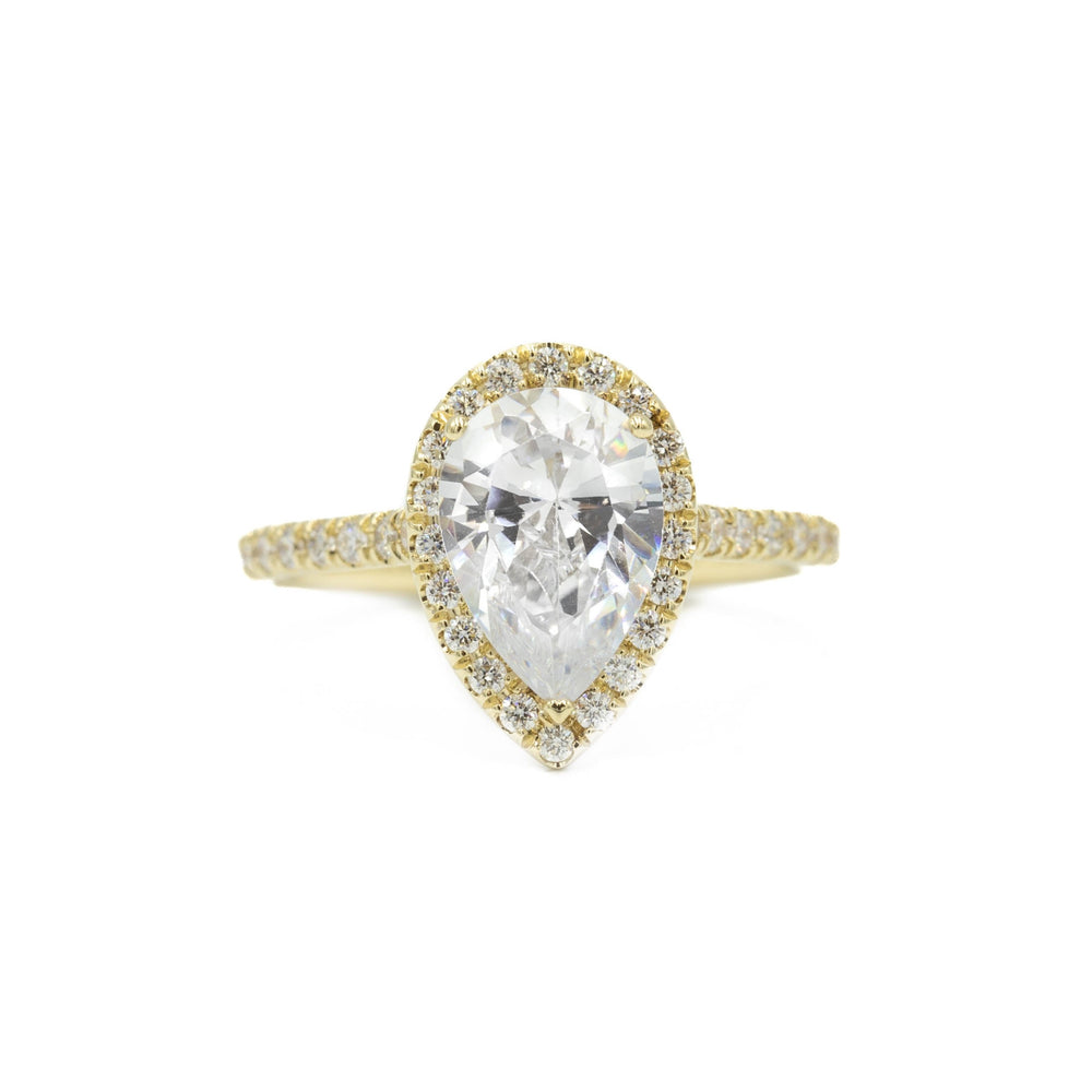 14ky Pear-Shaped Diamond Halo Ring
