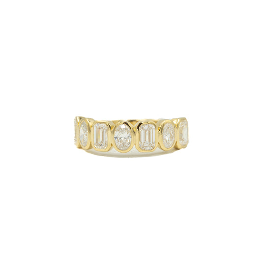 14ky Oval & Emerald-Cut Bezel Lab-Grown Diamond Band