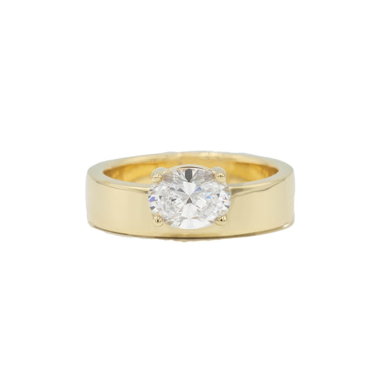 14ky Oval Off-Set Diamond Ring