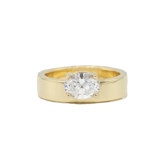 14ky Oval Off-Set Diamond Ring