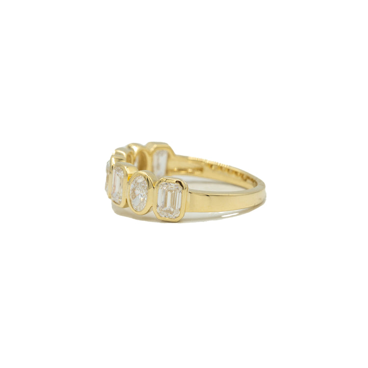 14ky Oval & Emerald-Cut Bezel Lab-Grown Diamond Band