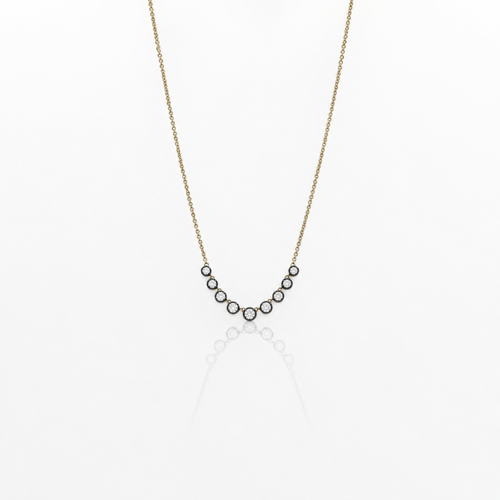14ky/Black Rhodium 0.75ct Lab Grown Georgian Collet Graduated Necklace