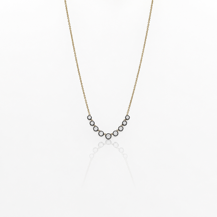 14ky/Black Rhodium 0.75ct Lab Grown Georgian Collet Graduated Necklace