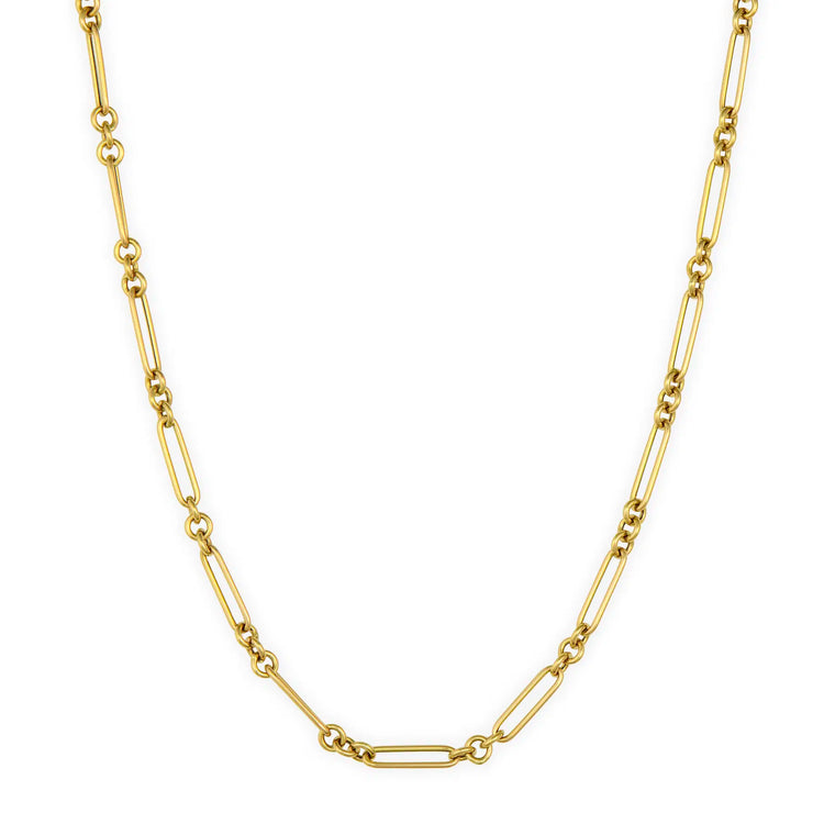 14ky Small Alternating Paperclip Chain 18''