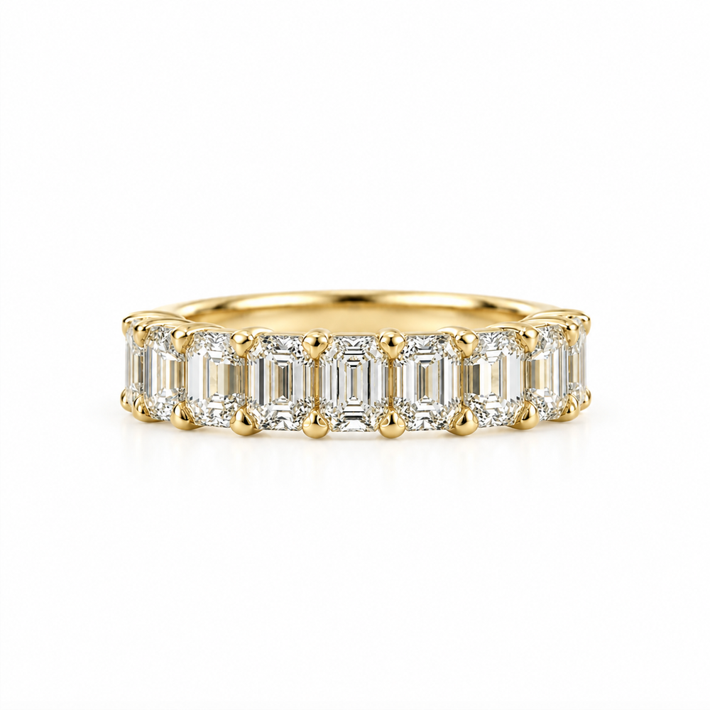 14ky 2.20ctw Emerald Cut Lab Diamond Anniversary Band