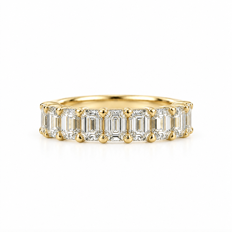 14ky 2.20ctw Emerald Cut Lab Diamond Anniversary Band