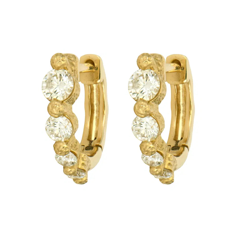 14ky Pair of Timeless Small Graduated Diamond Hoop