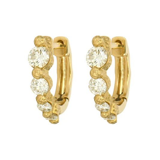 14ky Pair of Timeless Small Graduated Diamond Hoop