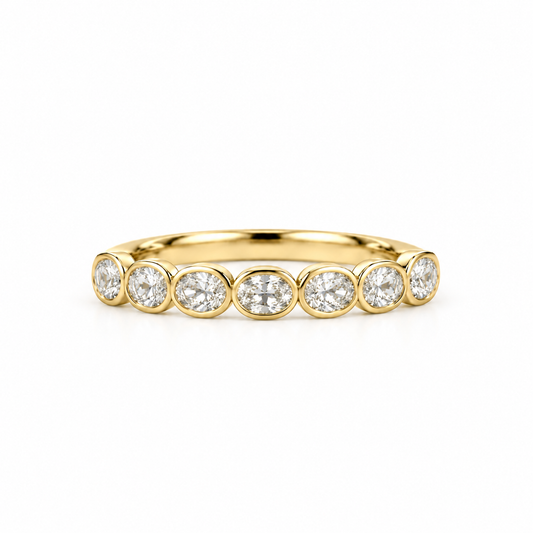14ky 1.08ctw Oval East-West Bezel Lab Diamond Band