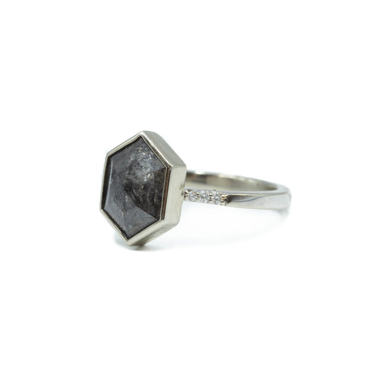 1.58ct Salt & Pepper Diamond Bezel Ring