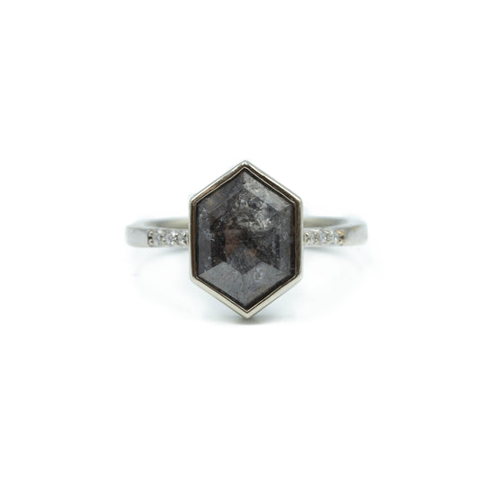1.58ct Salt & Pepper Diamond Bezel Ring
