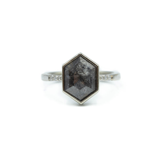 1.58ct Salt & Pepper Diamond Bezel Ring