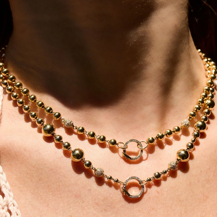 14ky Mardi Gras Gold & Diamond Bead Necklace by Eden Presley