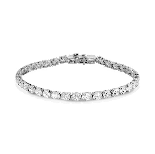 14kw Lab 8.0ctw Oval-Cut Tennis Bracelet