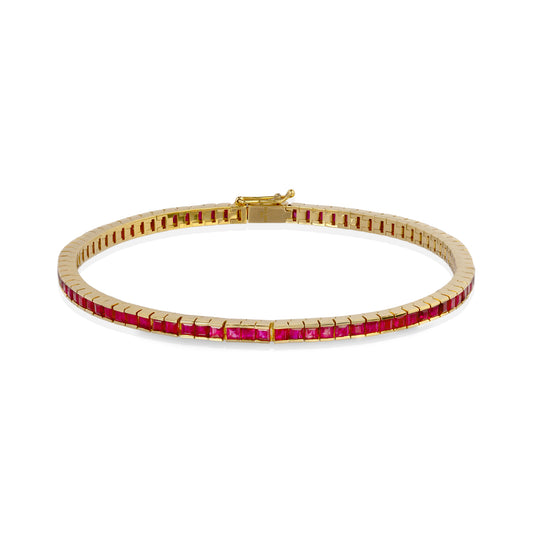 14ky 4.95ctw Ruby Tennis Bracelet