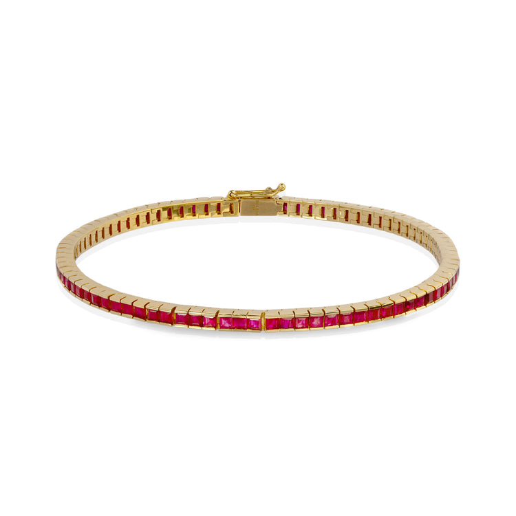 14ky 4.95ctw Ruby Tennis Bracelet