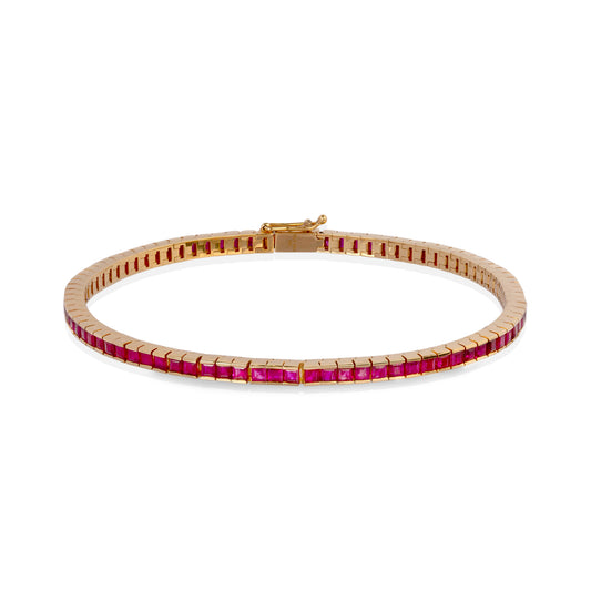 14ky 4.95ctw Ruby Tennis Bracelet
