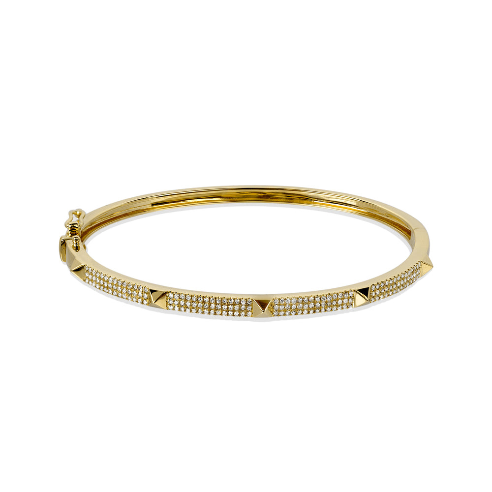 14ky Pave .45ctw Pyramid Spike Bangle Bracelet