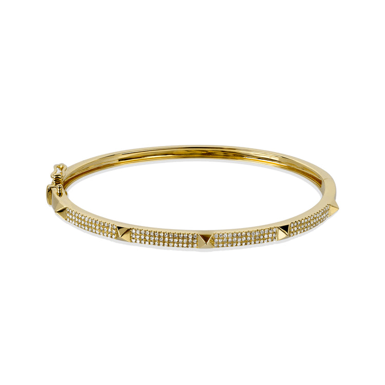 14ky Pave .45ctw Pyramid Spike Bangle Bracelet