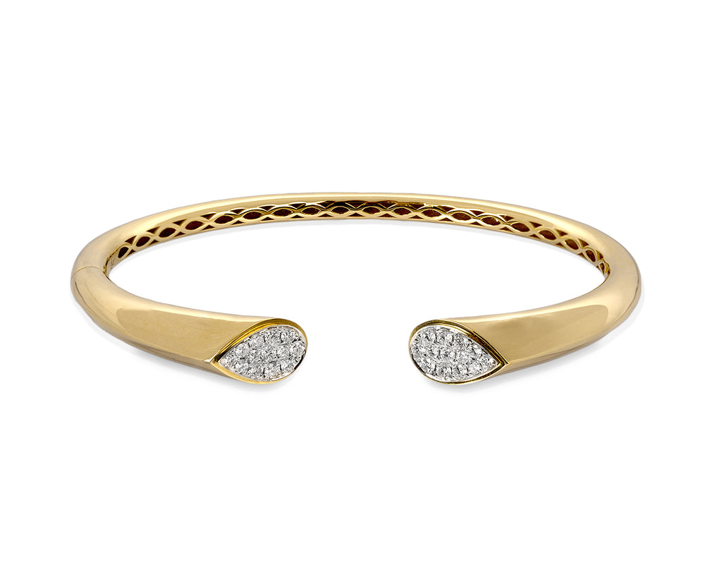 14ky Pave .54ctw Pear Ended Bangle