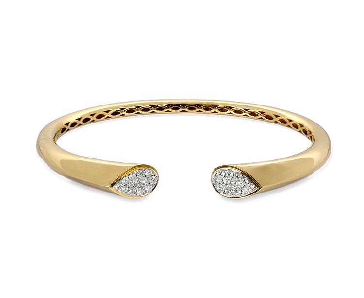 14ky Pave .54ctw Pear Ended Bangle