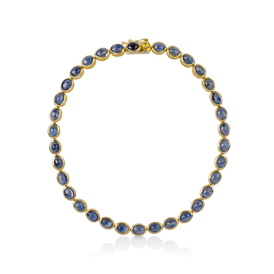 14ky 8.57ctw Natural Sapphire Cabochon Bracelet