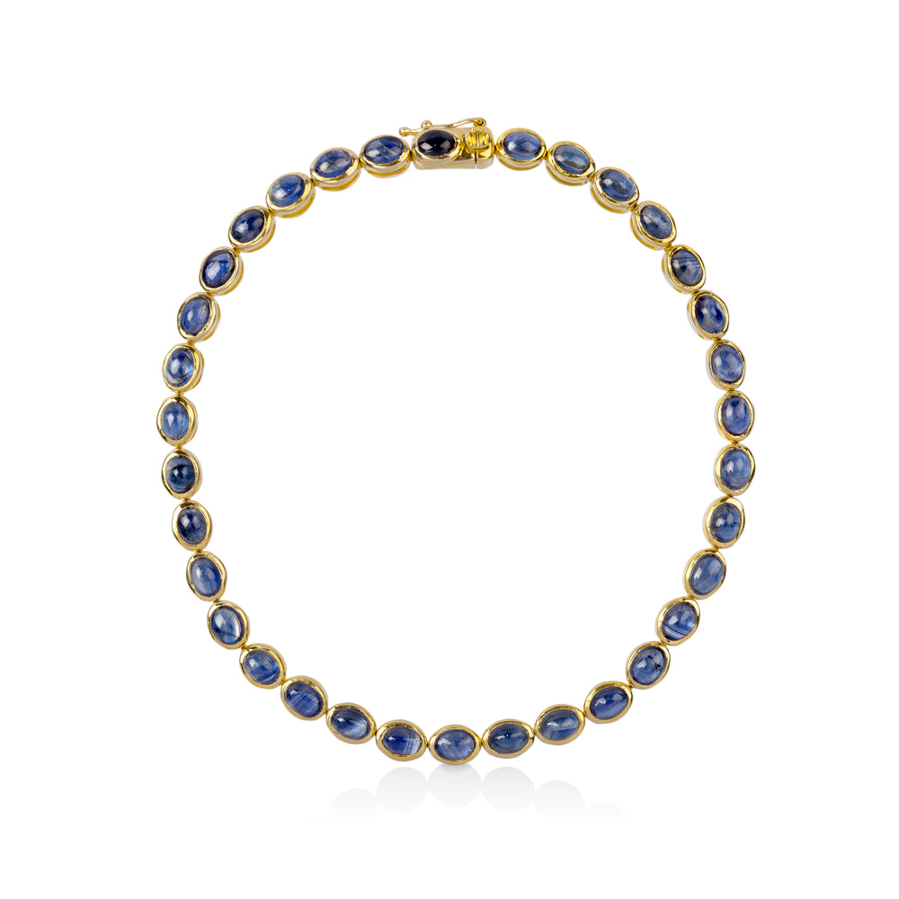 14ky 8.57ctw Natural Sapphire Cabochon Bracelet